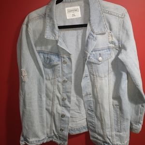 Distressed denim jacket